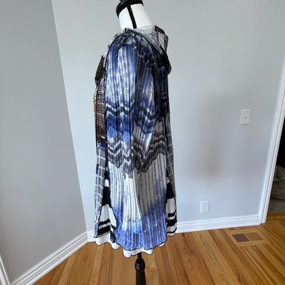 Ali Miles size large office blouse career mature modest color block mixed print - Picture 10 of 16